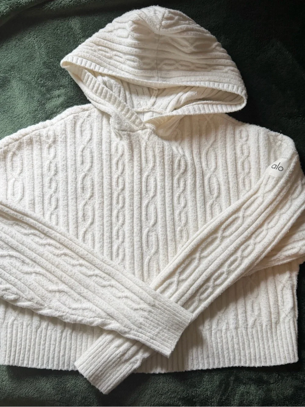 Cozy Cable-Knit Hooded Sweater in Cream